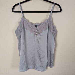 Abercrombie & Fitch A&F Silky Camisole Top Y2K babydoll Lace Trim V Neck sz L